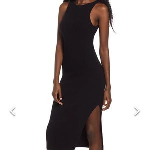 Leith Midi Ribbed Black Dress